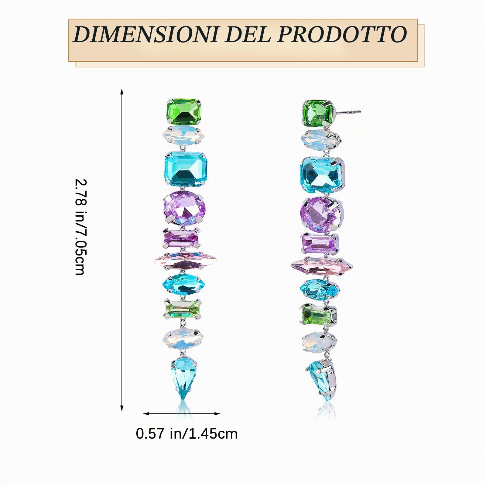 Orecchini Geometrici con Pietre Preziose Colorate Personalizzati da Donna per Feste e Balli di Fine Anno - Gioielli di Moda Regali