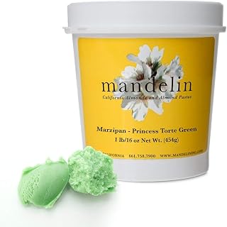 Mandelin Princess Torte Green Marzipan Modeling Paste - 33% Almonds, Soft & Pliable for Cakes, 1 lb