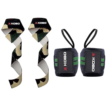 Kobo Power Gym Training Padded Straps/Weight Lifting Hand Bar/Gloves Hooks Wraps Strap Home Gyms - image, photos