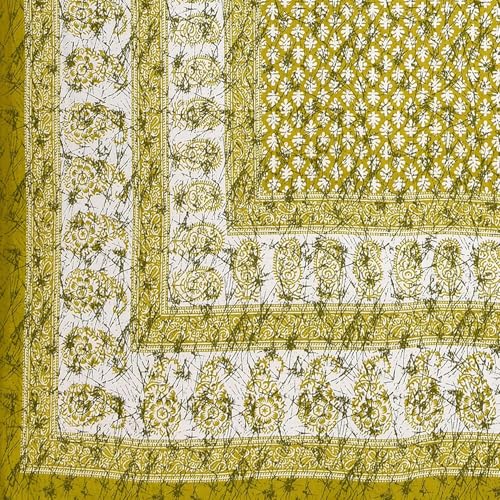 Image of Opulent Collection Double Bedsheet with 2 Pillow Cover | 100% Cotton Bedsheets for Double Bed | Handloom Bedsheet | Size 86x90 inches | King Size (90X102 Inches) (Dark Mustard, King)