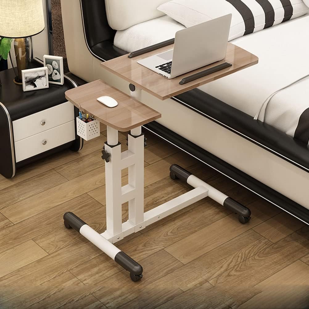 Mesa de dibujo portátil con ruedas, bandeja rodante ajustable en altura para sofá, cama y laptop, diseño de inclinación plegable, perfecto para oficina en casa y proyectos de arte.