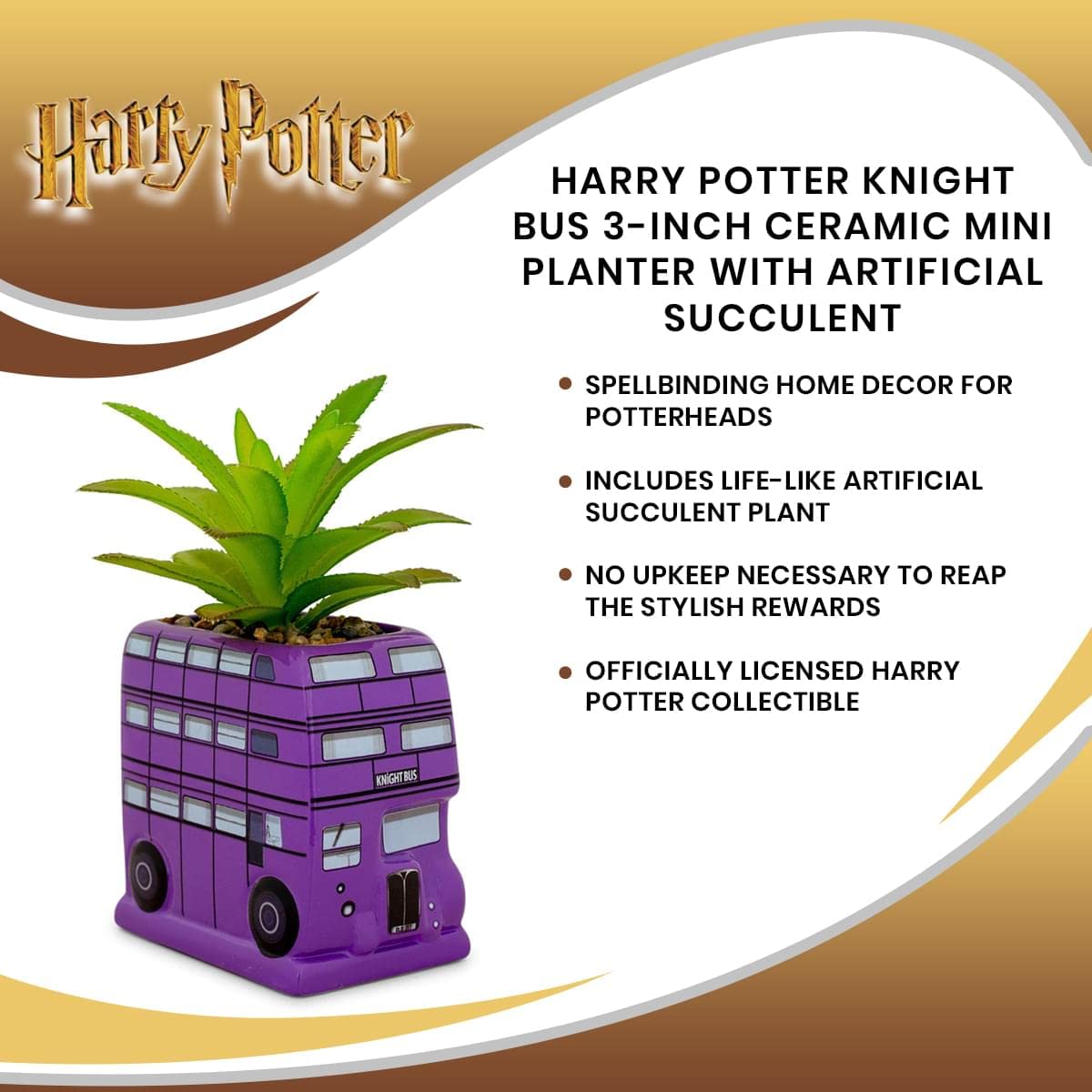 Silver Buffalo Harry Potter Knight Bus 7,6 cm ceramiczna mini doniczka ze sztucznym sukulentem