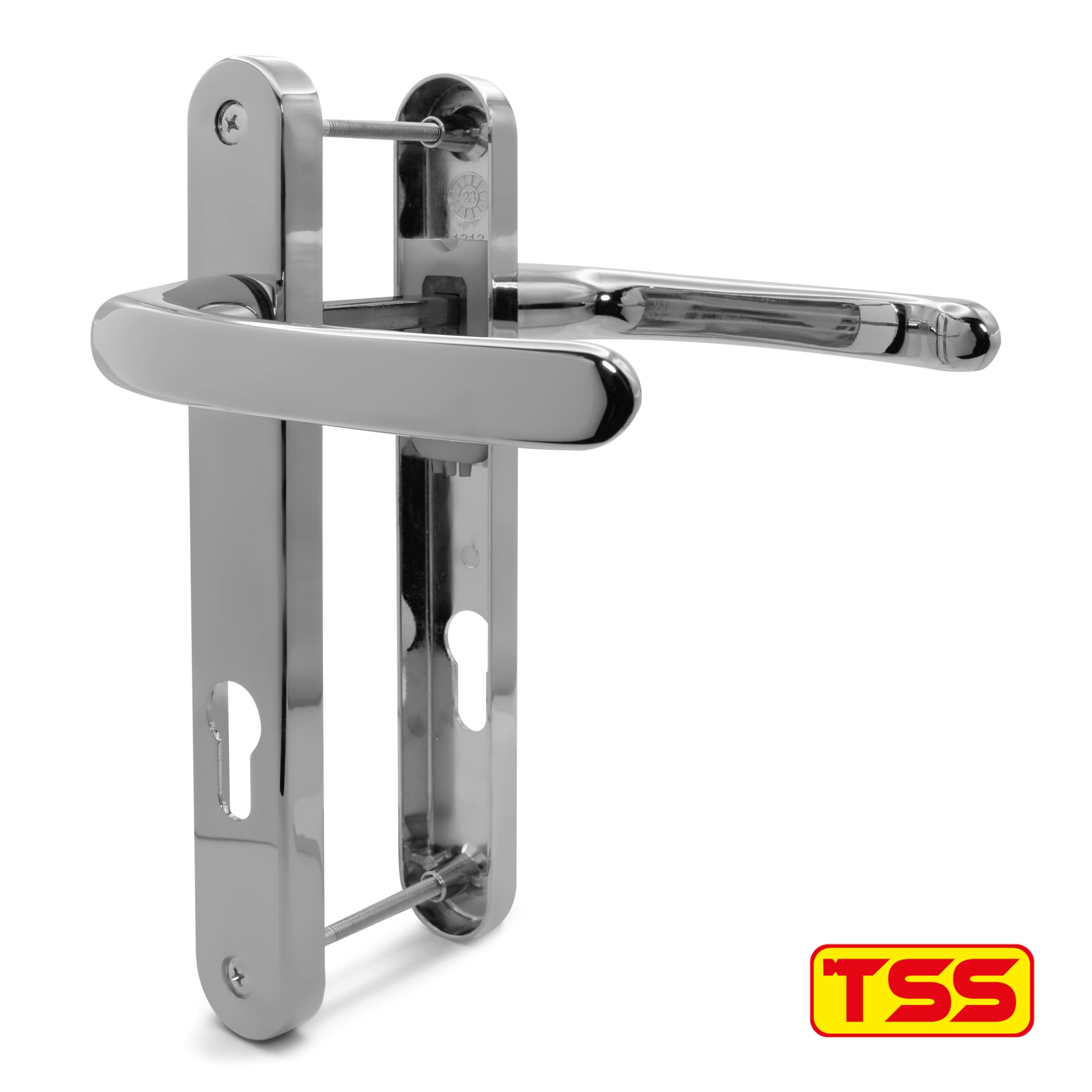 TSS Polished Chrome UPVC Door Handle Pair Set, Sprung, 92mm PZ (Centres), Lever Lever, 203mm Screw to Screw (Screw centres) - Image 4