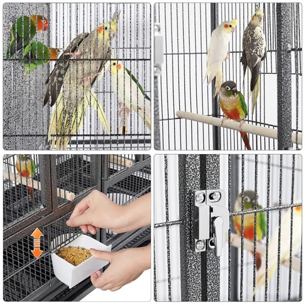 Abician Cage à Oiseaux Large Empilable Cadre en Métal Cage d’élevage Divisée pour Petits Oiseaux Pinson Canaris Perruches 95,5 x 45,5 x 52,5 cm Noir