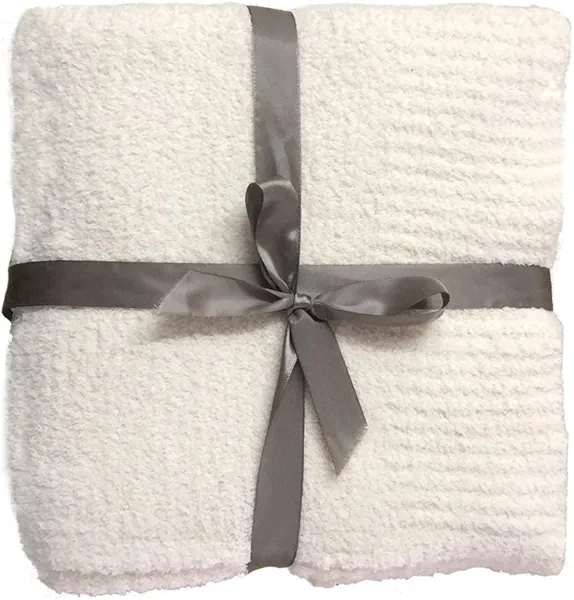 Knit Throw Blanket Super Soft Warm Blanket for Couch Lightweight Fluffy Blanket for Bed Sofa 50x60 Inches Cream