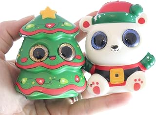 Set of 2 Sparkle Eye Winter Animal Themed Slow Rise Squishy Toys - Memory Foam Squish Stress Ball - Winter Christmas (Random Animals)