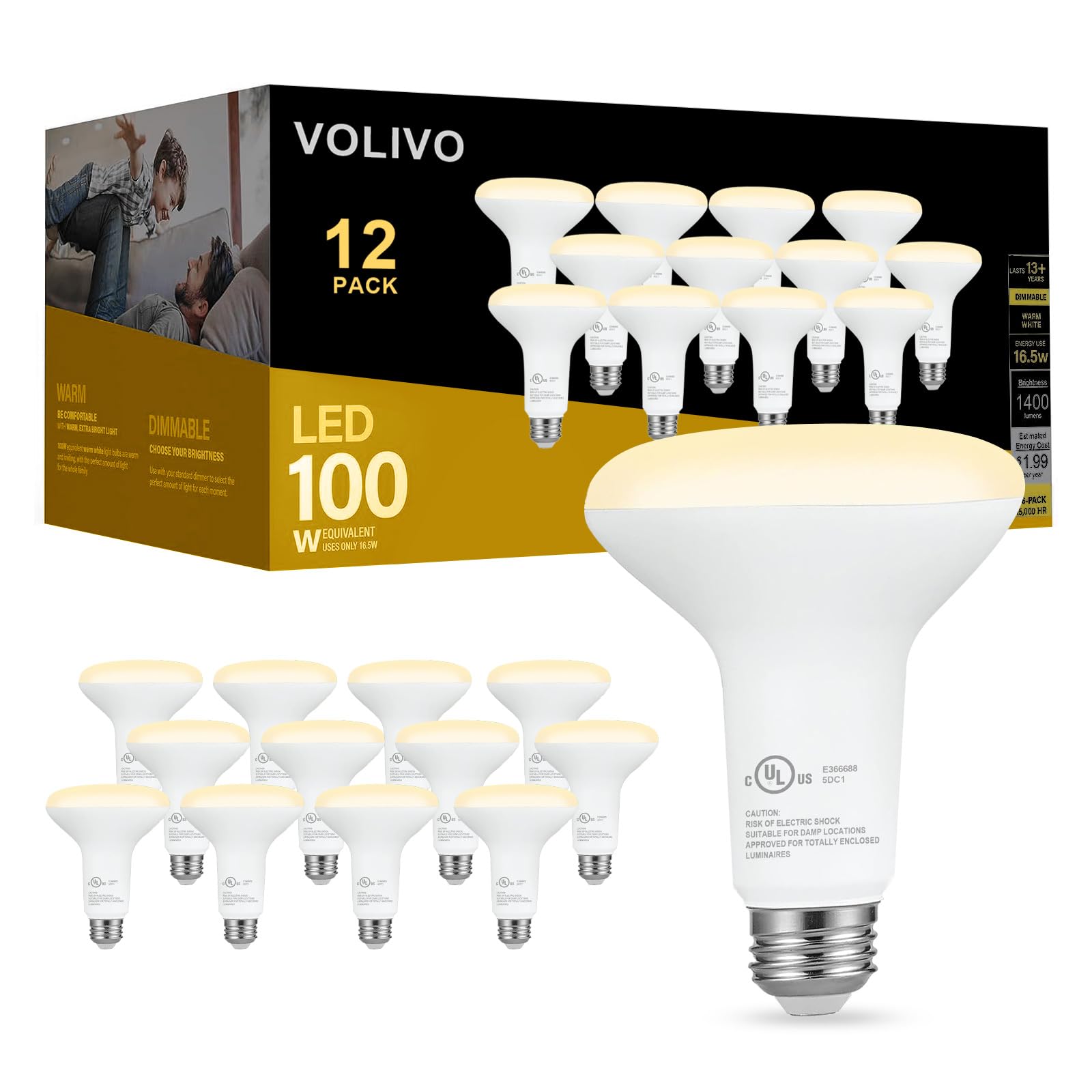 Sponsored Ad - VOLIVO LED Flood Light Bulb 12 Pack, Recessed Ceiling Bulb, BR30, 65W Equivalent Efficient 9W, Dimmable, E26 Base, Soft White 2700K, 800 Lumens, 80CRI, Ceiling Light for Kitchen, Living Room