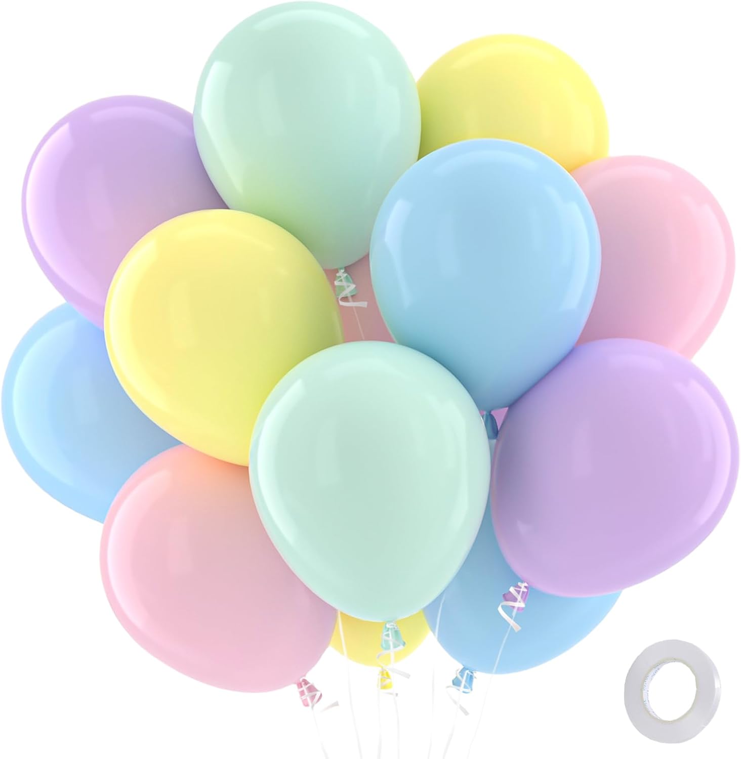 Patimate Pastel Balloons 100 Pack 12 Inch Round Macaron Color Balloons Latex Party Balloons for Birthday Baby Shower Rainbow Bridal Shower Wedding Easter Party Decorations