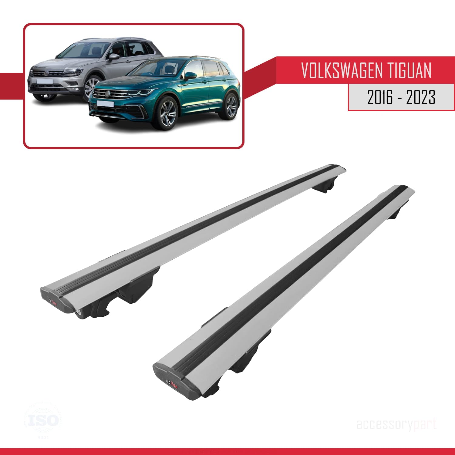Barres De Toit Transversales Pour VW Tiguan 2016+ - Porte-bagages Amovible, 2 Ans Garantie