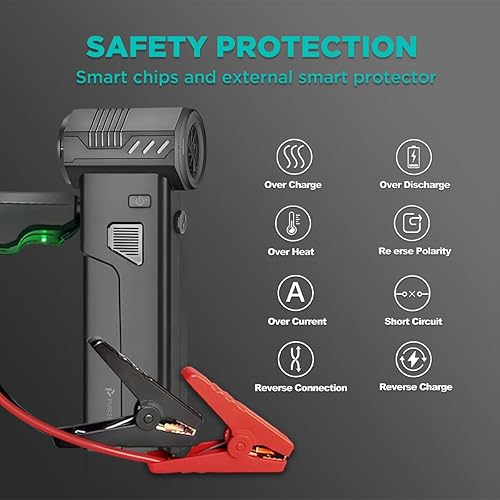 Miniatura 7 de Arrancador de salto 5 en 1 con plumero de aire, aspiradora portátil, refuerzo de batería de coche de 2000 A, infladordeflector de aire, banco de
