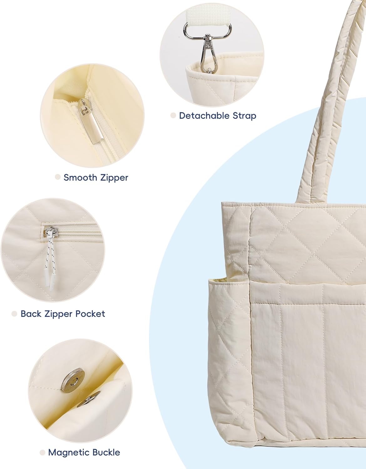 Quilted Puffer Crossbody Tote Bag for Women with Adjustable Strap,Puffy Tote Bag,Shoulder Bag Gifts for Women Work,Travel