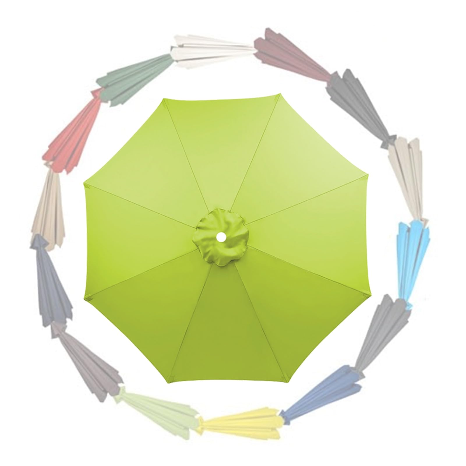 Parasol Replacement Canopy 6 Ribs/8 Ribs 2.0m 2.30m 2.50m 2.70m 3.0m 3.50m Replacement Parasol Fabric Cover For Garden Umbrella UV 50+ Waterproof(Grass green,8.8ft (270cm)/8 Ribs)