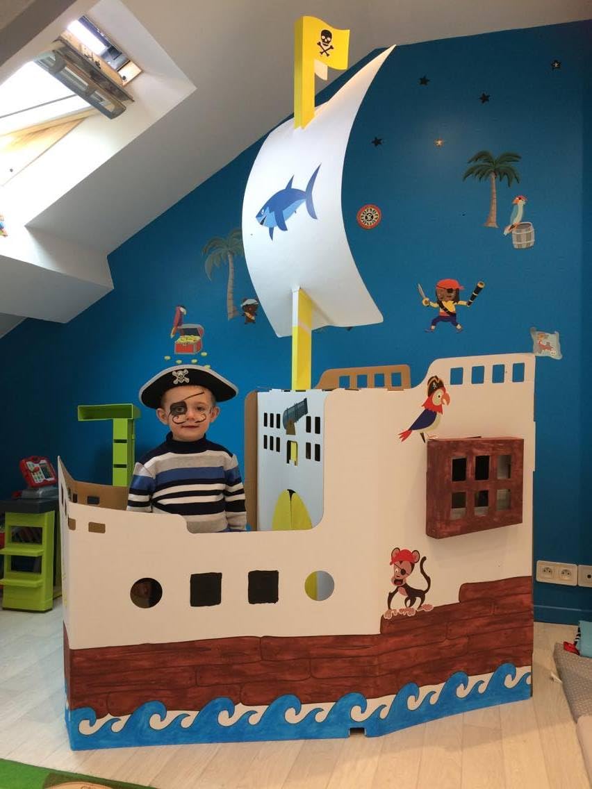 Barco pirata de cartón – Juego gigante: 1,50 x 78 x 2,11 – Juego a partir de 3 años – Ideal como regalo de cumpleaños, Navidad o decoración