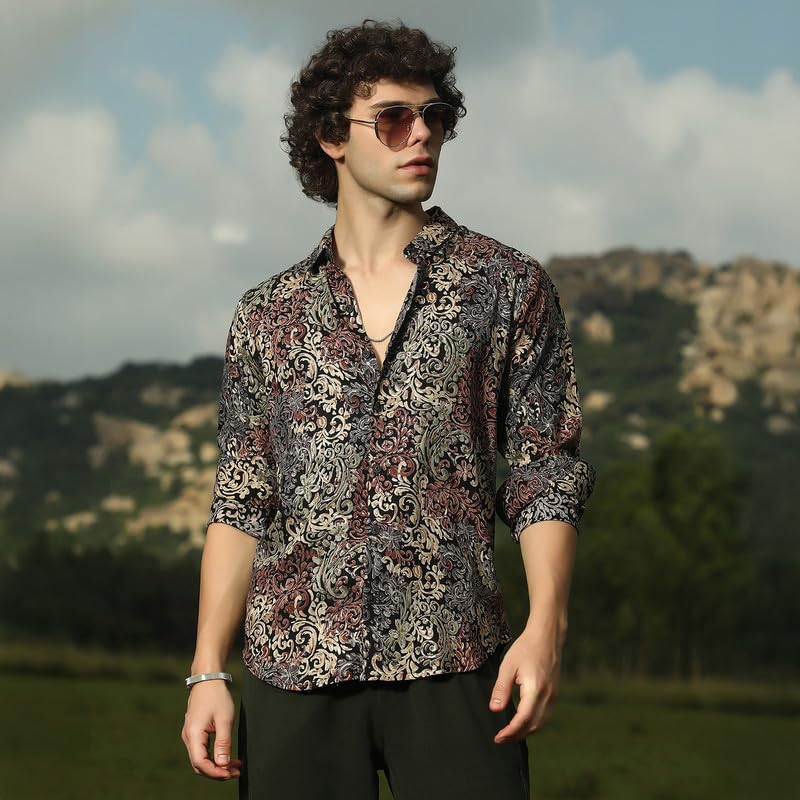 Image of CAHOOT Men's Shirt for Casual Wear | Spread Collar | Long Cuffed Sleeves | Button Closure | Shirt Crafted with Comfort Fit for Everyday Wear