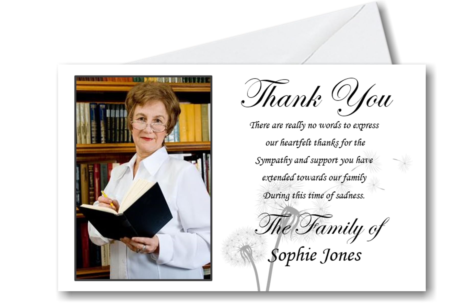 20 Personalised Funeral Remembrance Thank You Cards ref TH26