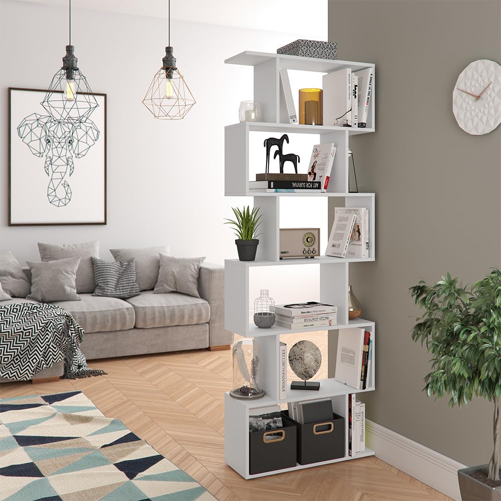 Vicco Raumteiler Levio, Weiß, 70 x 192.2 cm, zur flexiblen Raumaufteilung in Z-Form beidseitig stellbar