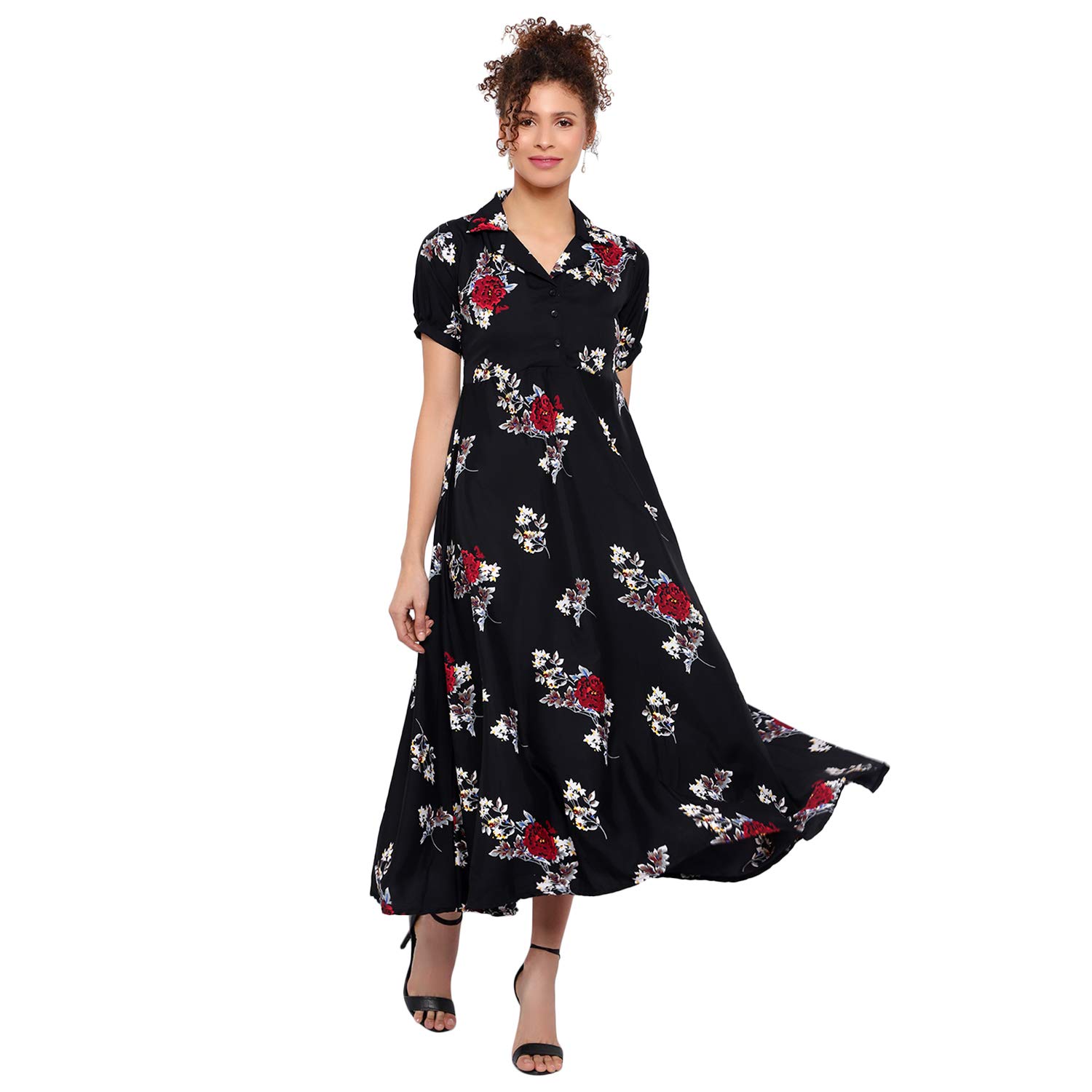 Indietoga Women’s Plus Size Black Floral Printed Maxi Dress (4XL) Indietoga Women’s Plus Size Black Floral Printed Maxi Dress (4XL)