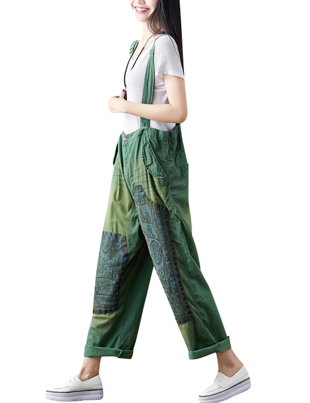 Youlee Mujer Verano Monos de mezclilla Trajes de trabajo con bolsillos
