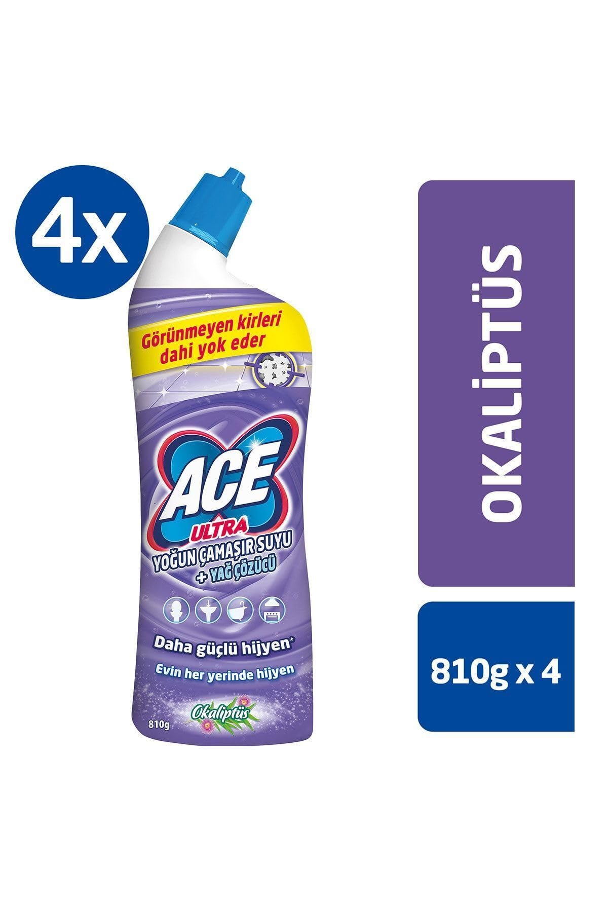 Ace Ultra Yoğun Kıvamlı Çamaşır Suyu Okaliptus 810 Gram X 4 Adet