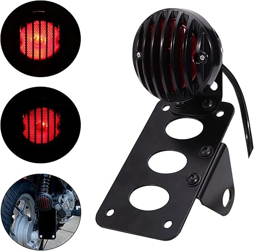 Miniatura 8 de Rich Choices - Luces traseras de motocicleta con soporte lateral para matrícula, luces de freno integradas, luz de stop, impermeables, de aluminio,