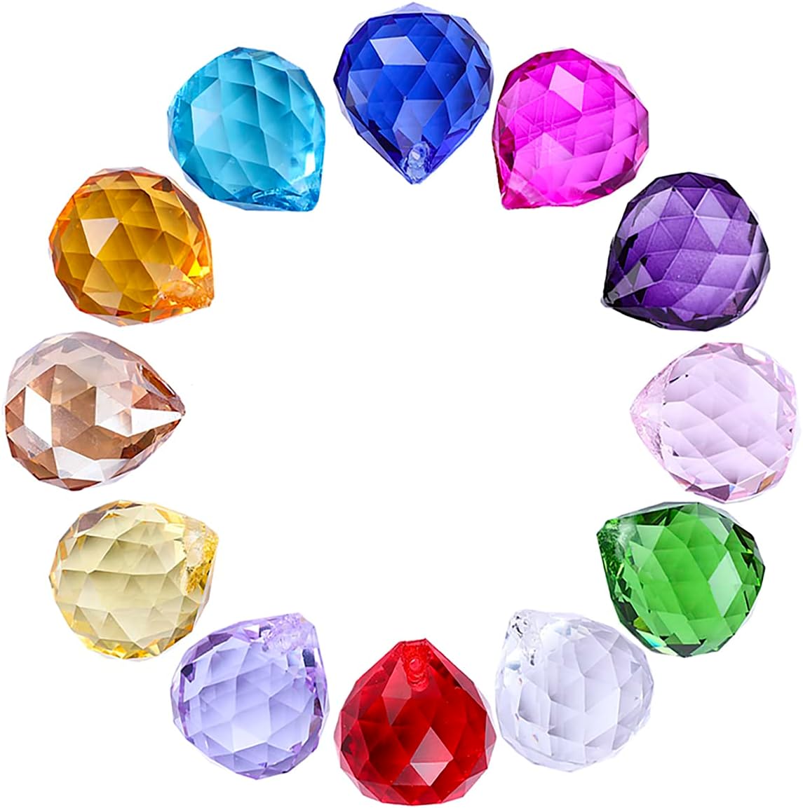 ECYC Ltd 10Pcs Clear Glass Crystal Ball Pendants Balls with Hole, Hanging Faceted Prism Sphere Suncatcher Chandelier Parts Ball for Feng Shui, Window, Wedding, Home, Office Decor (40mm, Sky Blue)