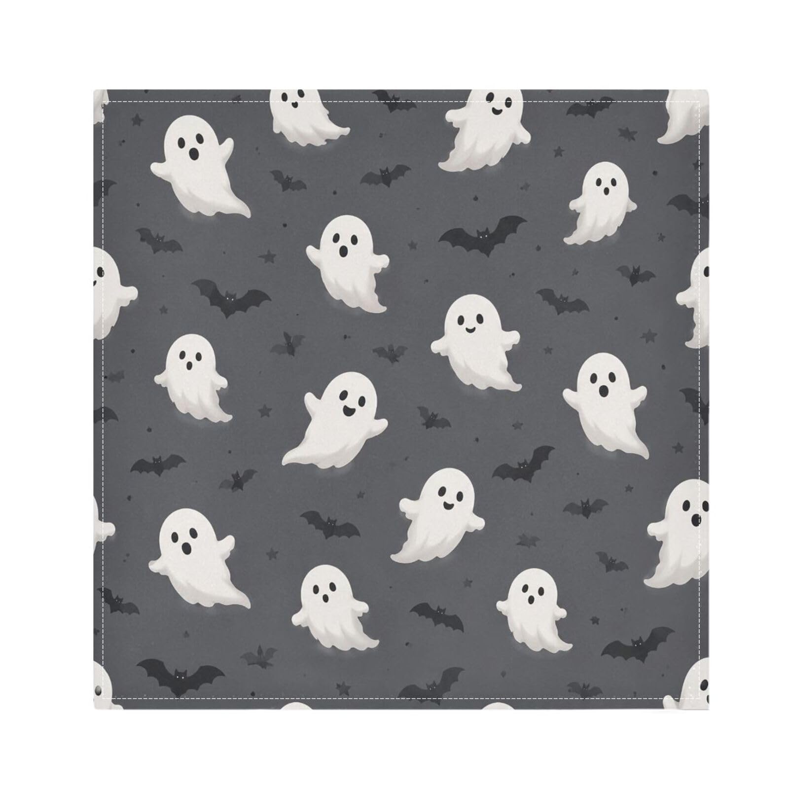Ttgoth Halloween Boo Cloth Napkin Set of 4 Washable & Reusable Dinner Napkins for Dining Table, Banquets, Wedding, Party, 50x50 cm