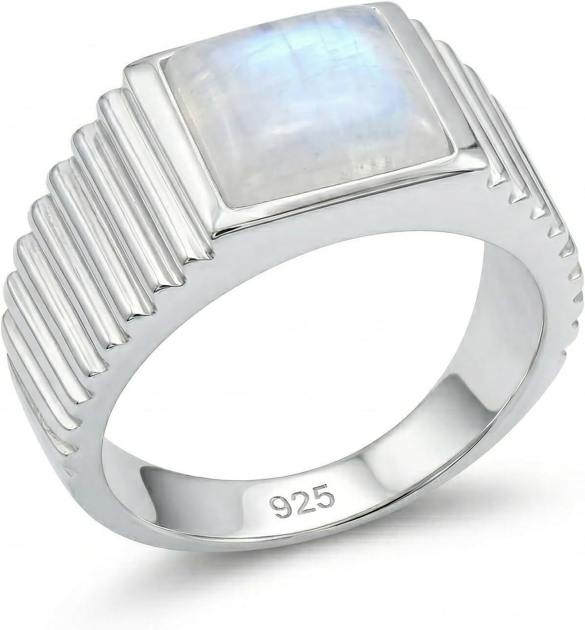 Natural Rainbow Moonstone Ring Men's 925 Sterling Silver Gemstone Jewelry Moonstone Men's Ring Statement Mens Jewelry Gift for Him