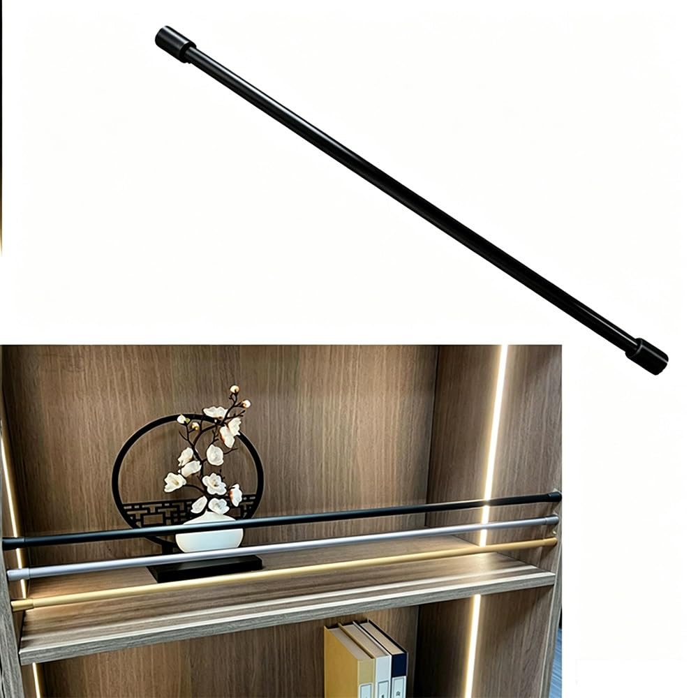 SVBVRFEEW Aluminum Guard Railing for Wood Shelves Rail Fence Anti-Fall Guardrail Bar Modern Shelf Guard Rails Round Tube Closet Front Fence Poles Decorative(Black,100cm/39.4in)