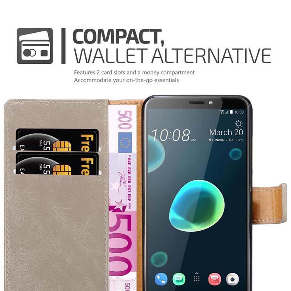Cadorabo Custodia Libro per Samsung Galaxy A3 2015 in Bruno Cappuccino - con Van