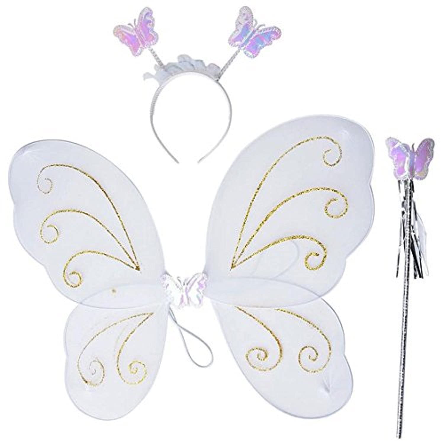 Fairy Butterfly Wings with Matching Hair Band and Magic Wand Costume for Baby Girls Birthday Party/Princess Accessories/Party Gift for Kids/Party Supplies (Pack of 1,White) (B0DDH5PQF7) Amazon Price History, Amazon Price Tracker