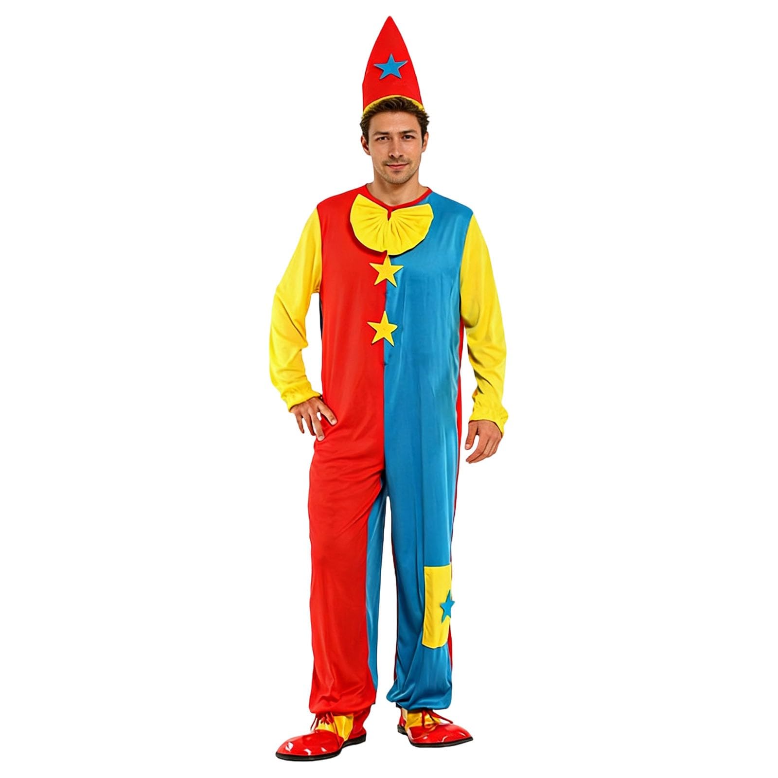 Clown Kostüm Erwachsene Lustiges Buntes Cosplay Kostüm Mit Historischem Jahrmarkt Design Gothic Spitze Details Für Karneval Bühnenauftritt Und Mottopartys Faschingskostüm Unisex