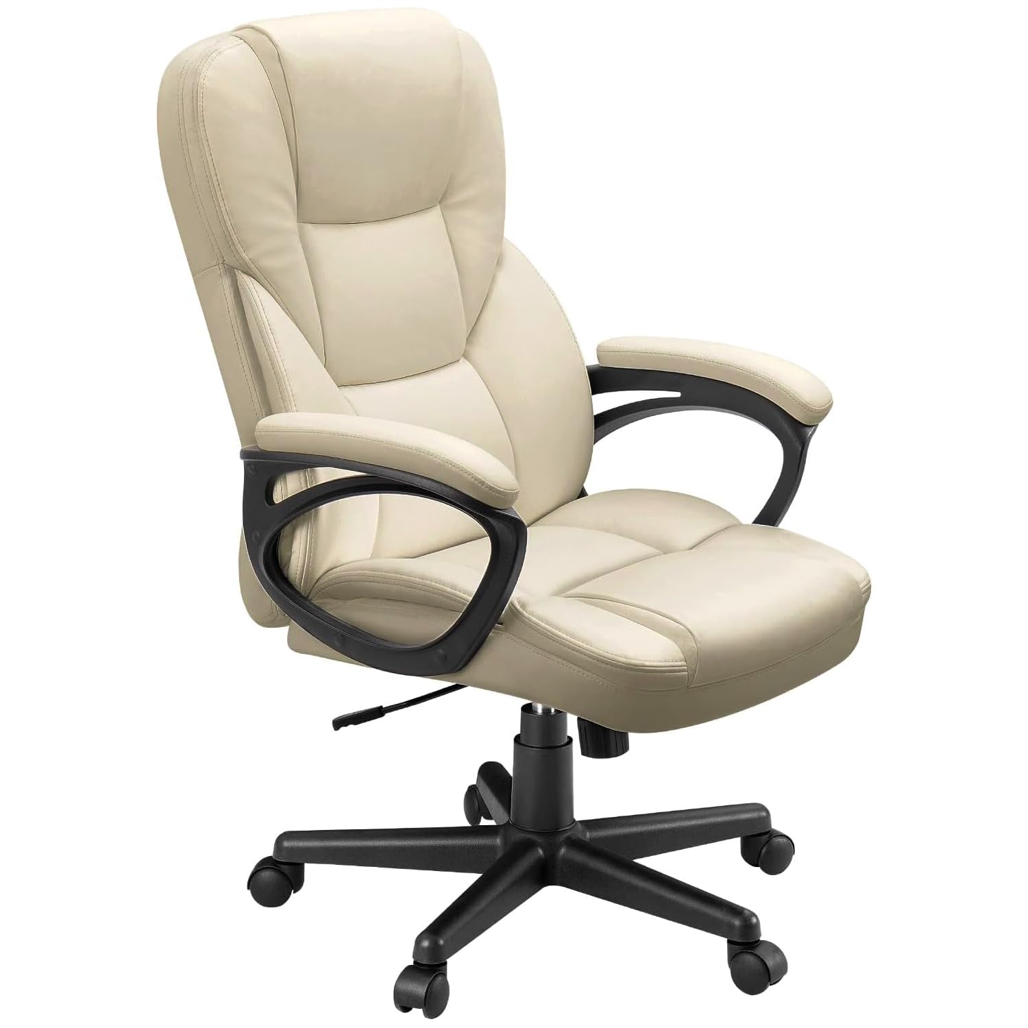 Furmax Office Executive Chair High Back Adjustable Managerial Home Desk Chair, Swivel Computer PU Leather Chair with Lumbar Support (1, Khaki)