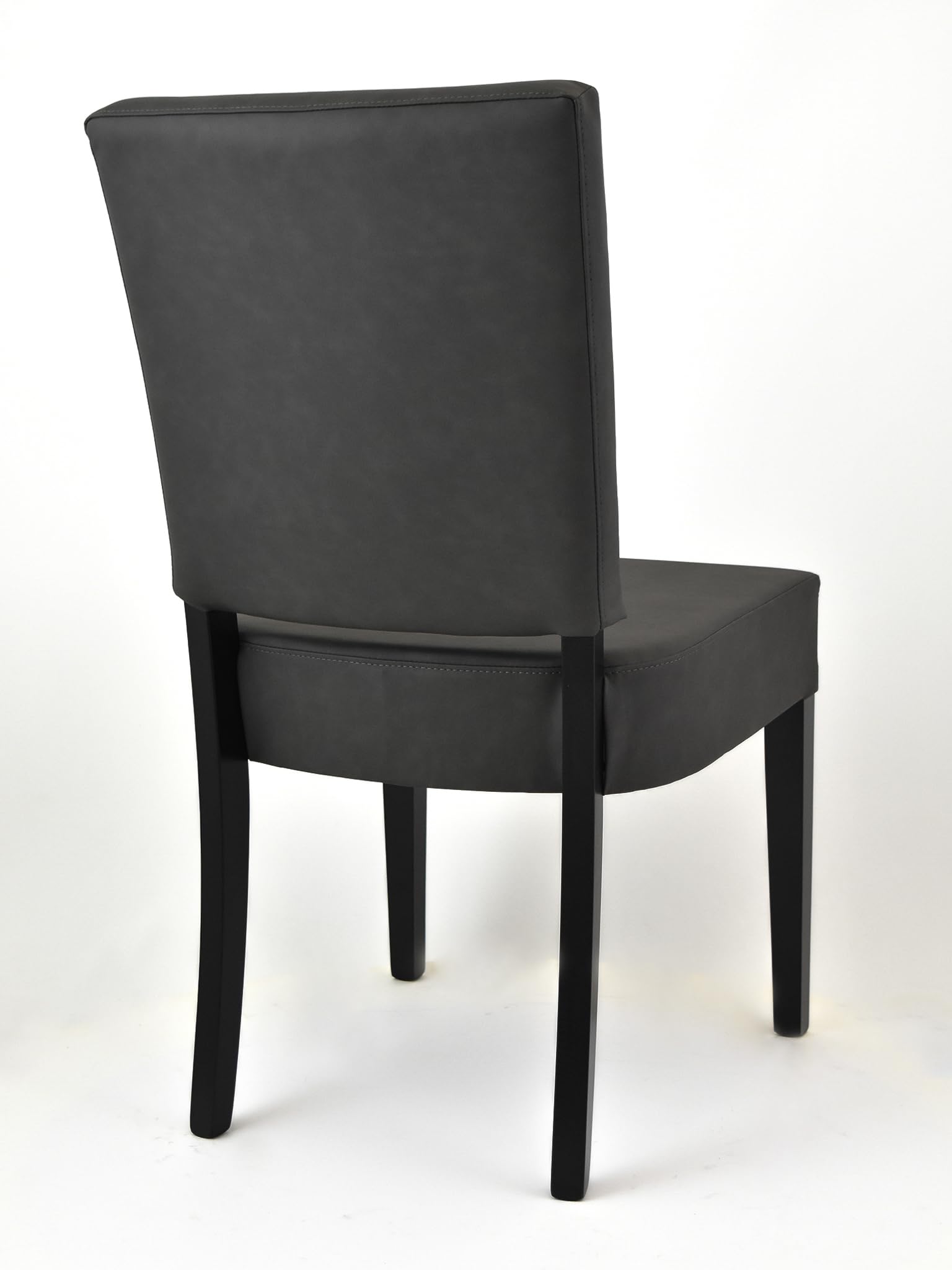 t m c s Tommychairs - Set 4 sedie modello Genny per cucina bar e sala da pranzo, robusta struttura in legno di faggio verniciata in antracite, imbottita e rivestita in finta pelle antracite