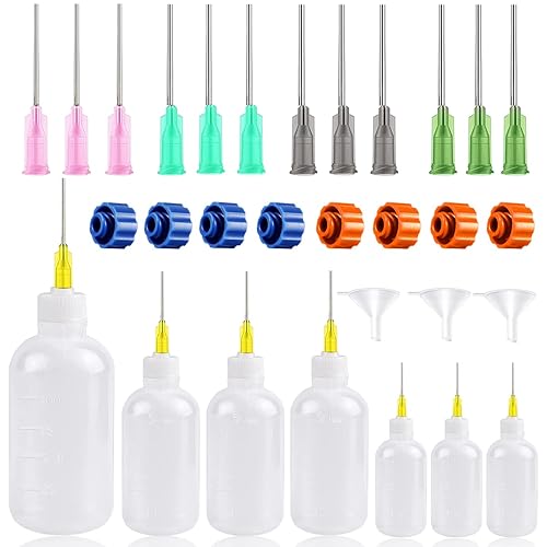 WXJ13 Juego de botellas de pegamento con punta de aguja botellas de plástico con gotero de 41fl oz 20fl oz 41fl oz con 6 embudos para proyectos de