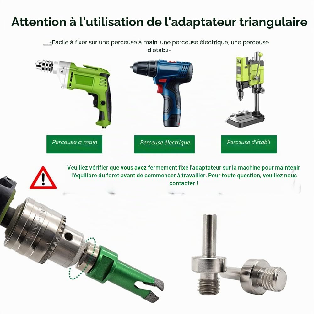Forets Diamant pour Carrelage 13 Pièces - 6/8/10/20/32/35/55/68/100mm Trépan de Forage, 20mm Fraise, 50mm Foret Chanfrein, 125mm Disque, Adaptateur pour Céramique Porcelaine Marbre Granit