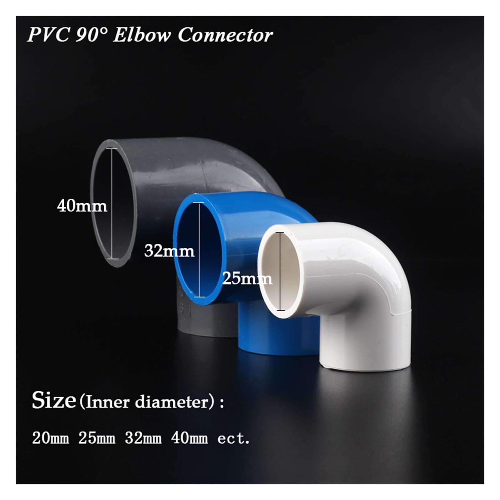 Connecteur en PVC, 10 pièces, 20 25 32 40mm, coude de tuyau d'alimentation en eau à 90 degrés, Joint en plastique de qualité H(Blue,50mm)