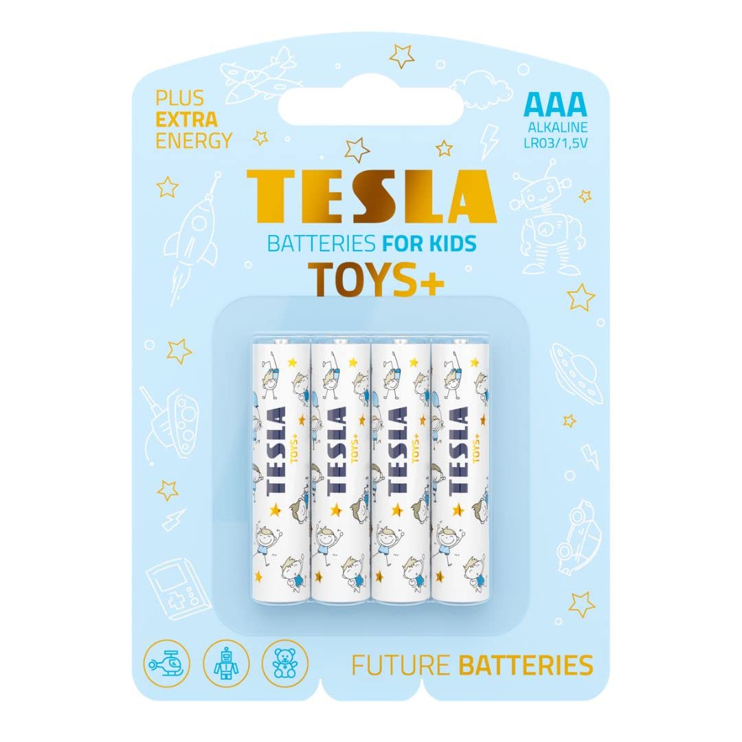 Tesla Toys Batteries for Boys AAA Maximum Power Alkaline Batteries 10 Year Shelf Life A Long-Lasting Battery Life