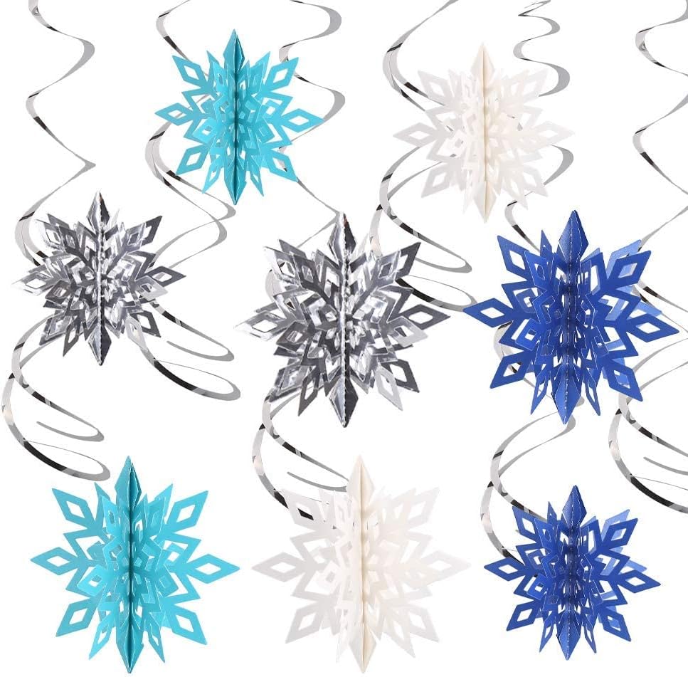 SULOLI Christmas Snowflake Hanging Swirls Decoration, 26 Pieces 3D