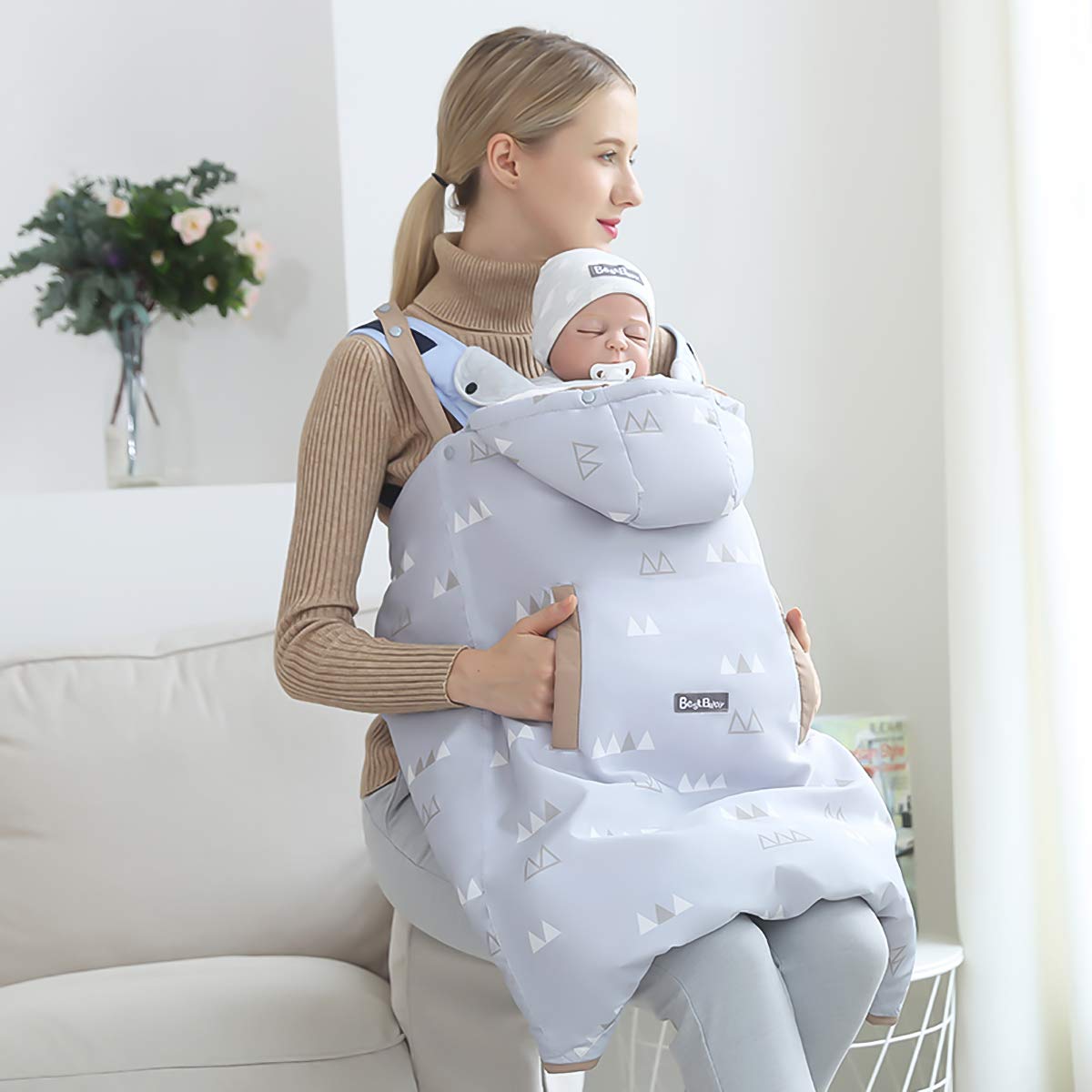SONARIN Universale All Seasons Copertura per Marsupio,Copertina,mantello, antivento,Impermeabile,Fodera rimovibile per inverno caldo(Grigio Chiaro)