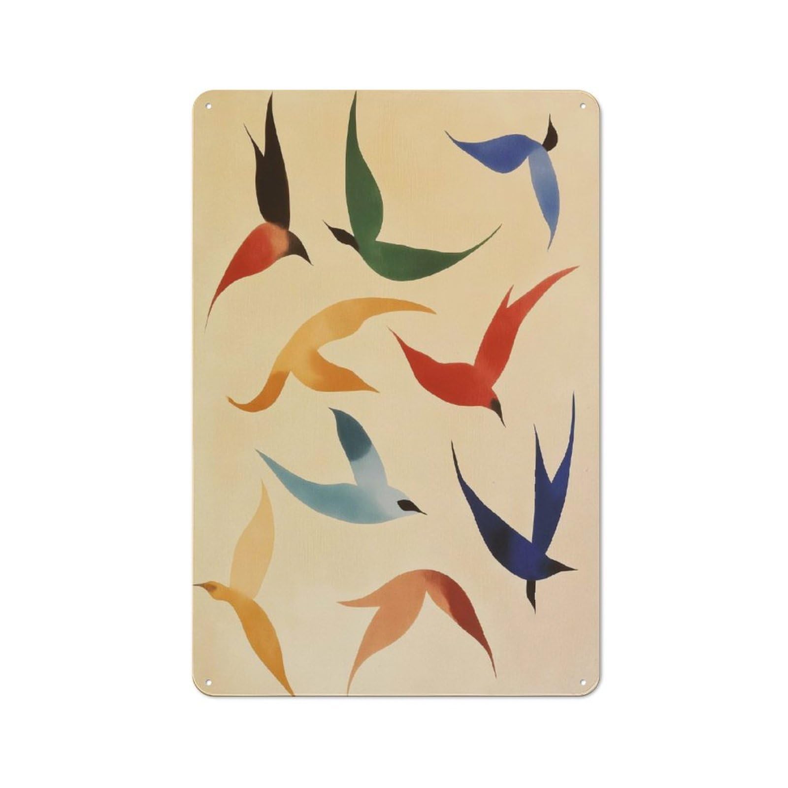 Junmoney Style-11 Mid Century Birds Colorful Retro Metal Wall Sign 30X20cm For Living Room Or Hallway, For Collectors Decorating Living Rooms And Hallways
