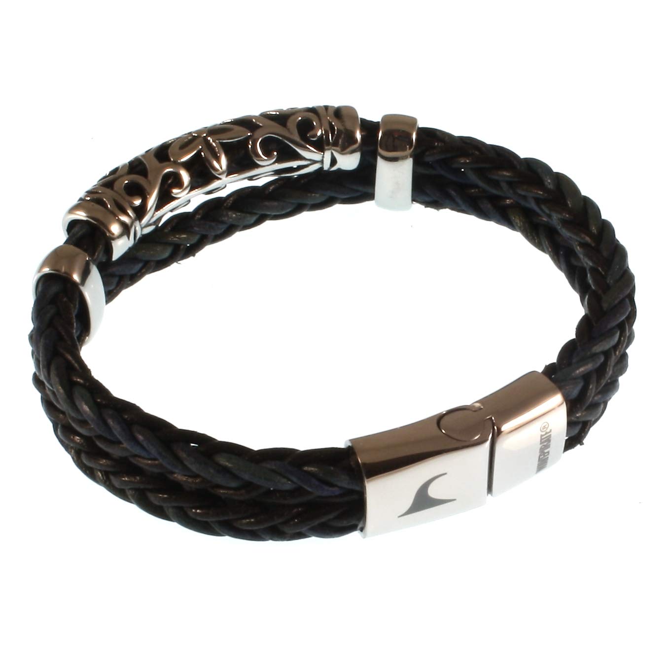 Echt Leder-Armband XO Z8 Blau/SW Männer Herren
