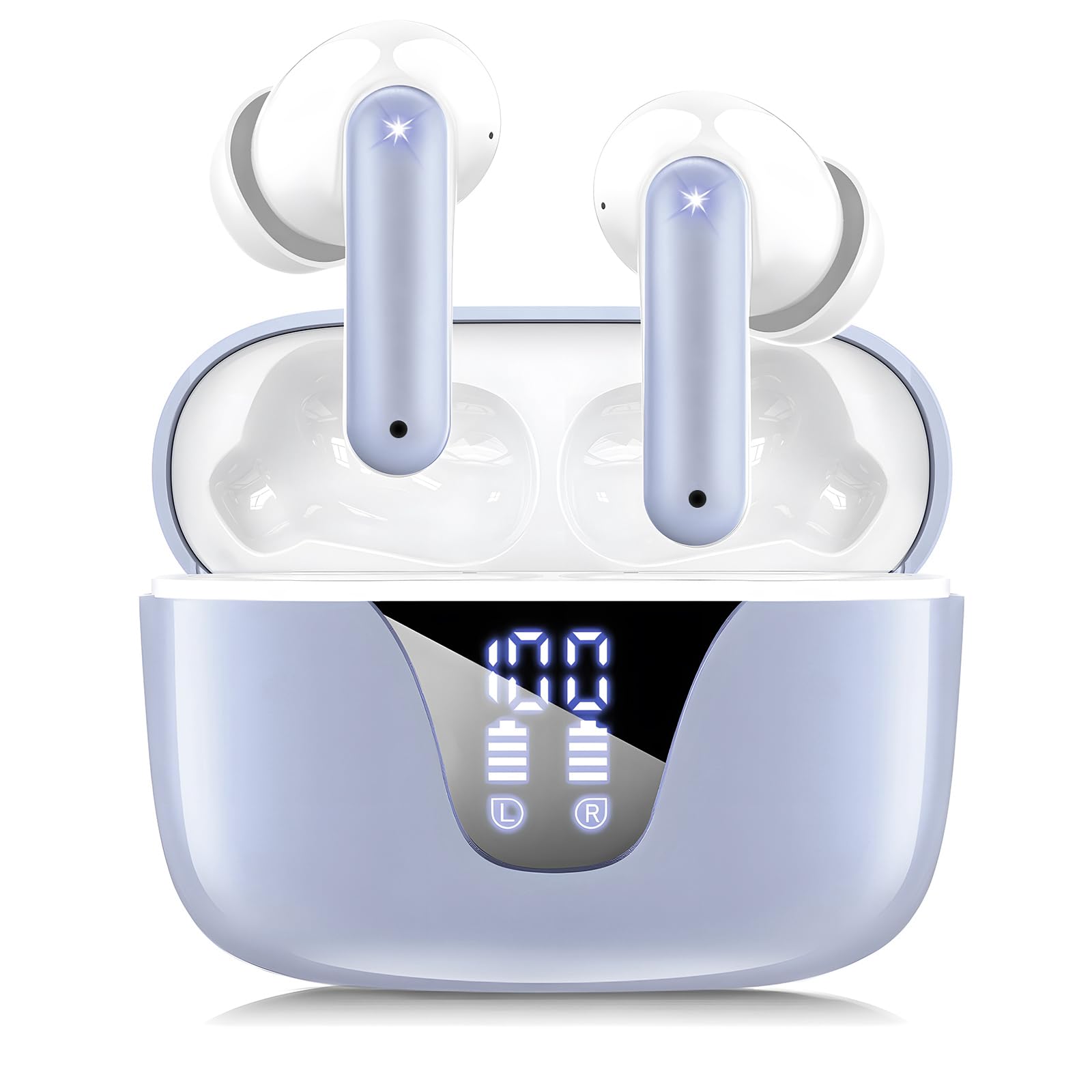 Wireless Earbuds, 50H Playtime Bluetooth Headphones, LED Display Case