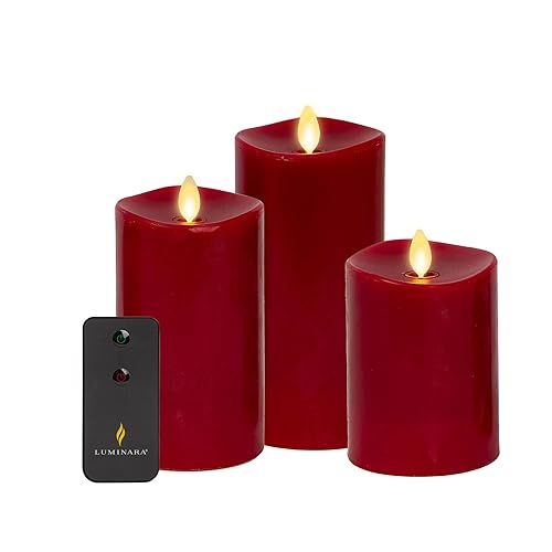 Luminara Flameless Flickering Melted Edge Set of 3 Candles, Battery