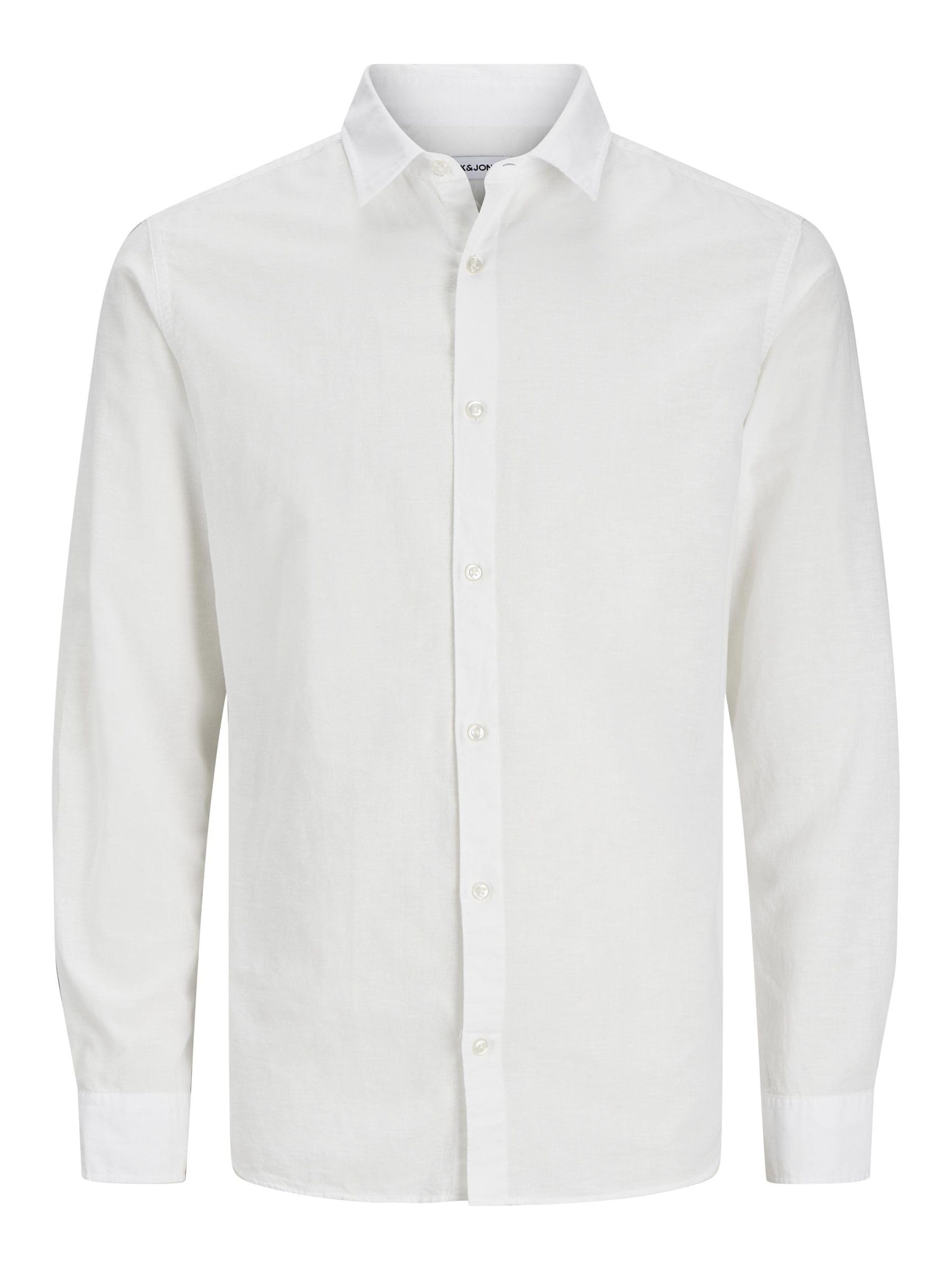 JACK&JONES JUNIOR Chłopięca koszulka Jjebreeze Ls Sn Jnr koszula z długim rękawem, biały, 164
