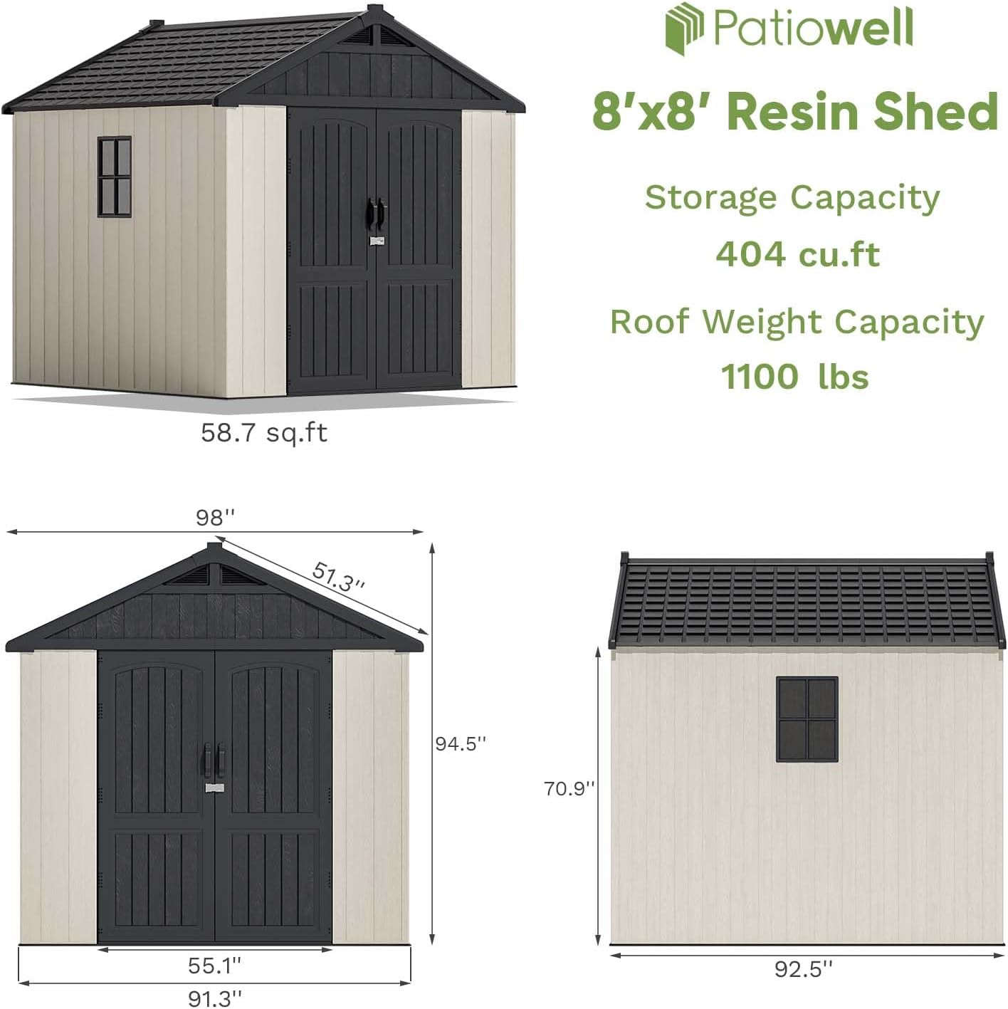 Patiowell 6x4 FT Plastic Outdoor Storage Shed, Resin Shed Perfect to Store Patio Furniture, GardenTools Bike Accessories, Beach Chairs and Lawn Mower,Light Grey Patiowell 6x4 FT Plastic Outdoor Storage Shed, Resin Shed Perfect to Store Patio Furniture, GardenTools Bike Accessories, Beach Chairs and Lawn Mower,Light Grey