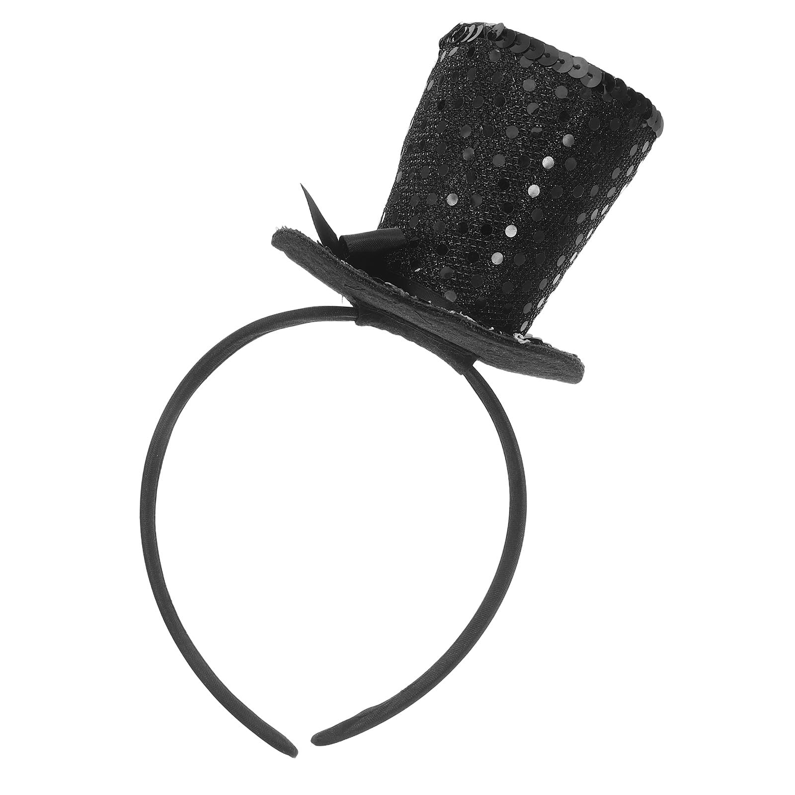 UKCOCO Mini Top Hat Headband: Black Mini Tophat for Women with Sequins