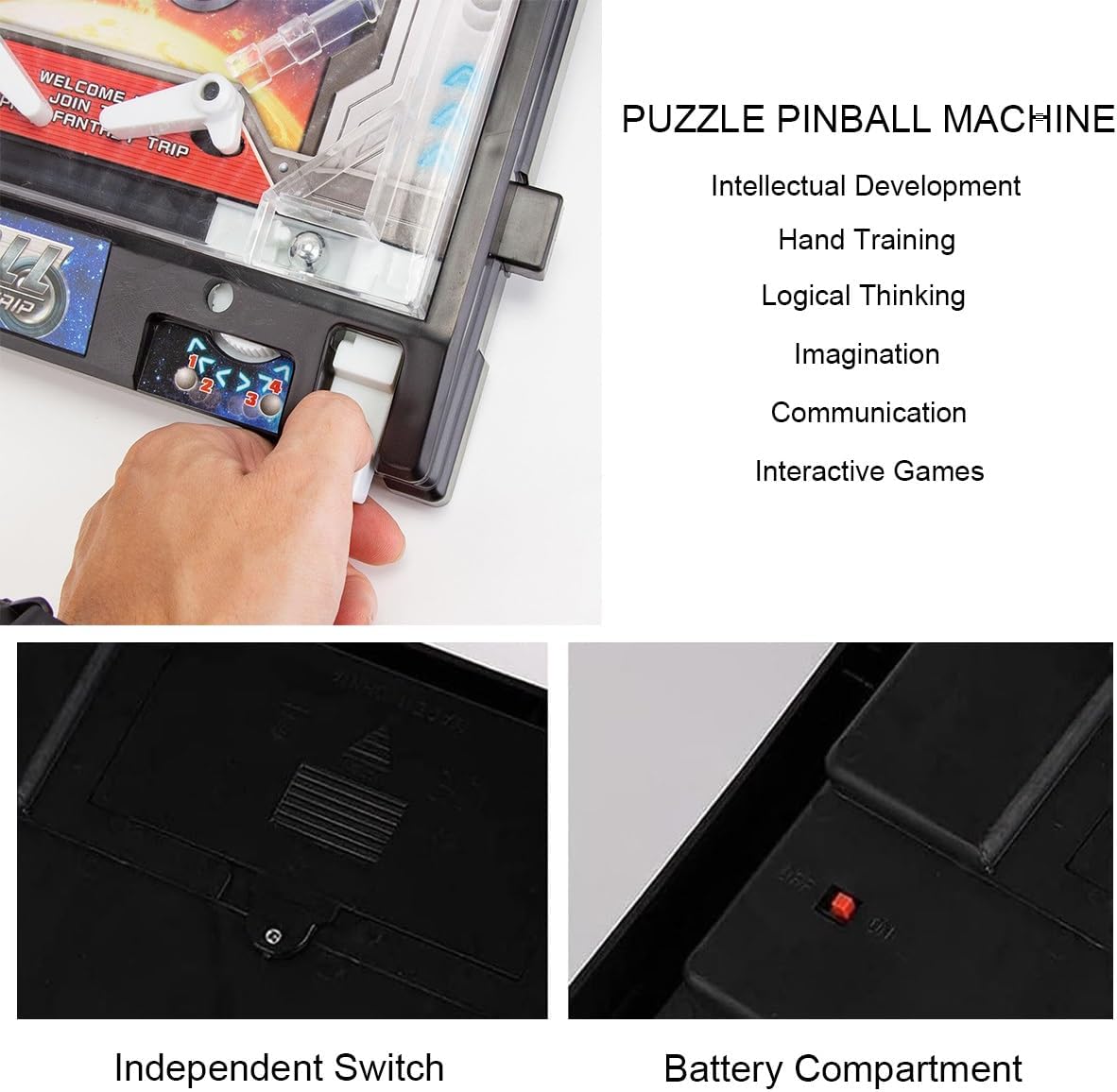 Mini Table Pinball Games Machine, Electronic Pinball Ball Shooting Game with Lights, Sounds and Scoreboard, Tabletop Pinball Toys for Kids Adults Birthday Party Gift