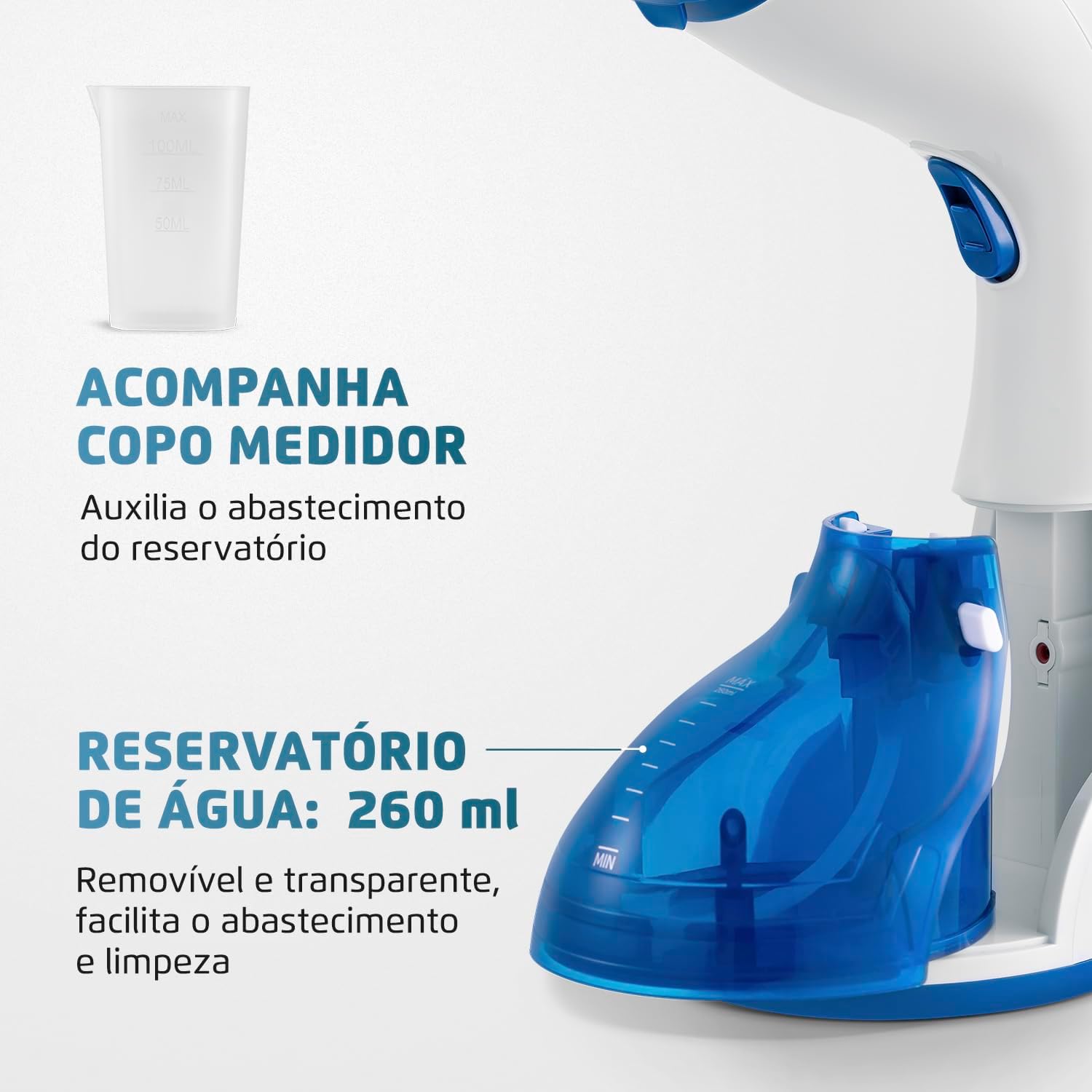 Passadeira A Vapor Portátil Fast Steam, Mondial, Branco/Azul, 1500W, 7 6123Wsfjitl. Ac Sl1500