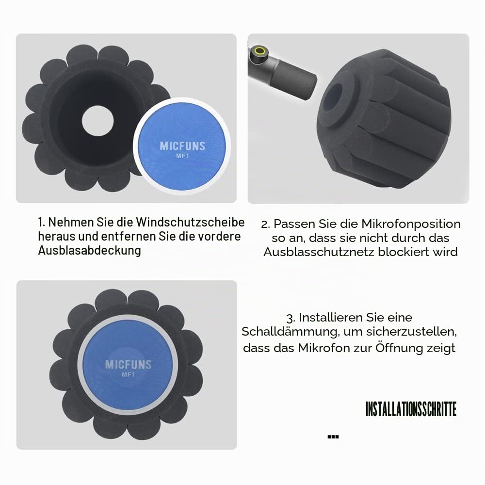 MF2 Mikrofon-Windschutzscheiben-Pop-Filter,Seitlicher Ausschnitt 45-60-mm Abgehängte Mikrofone SM7B, schallabsorbierender Schaumstoff, der Lärm und Reflexionen reduziert…