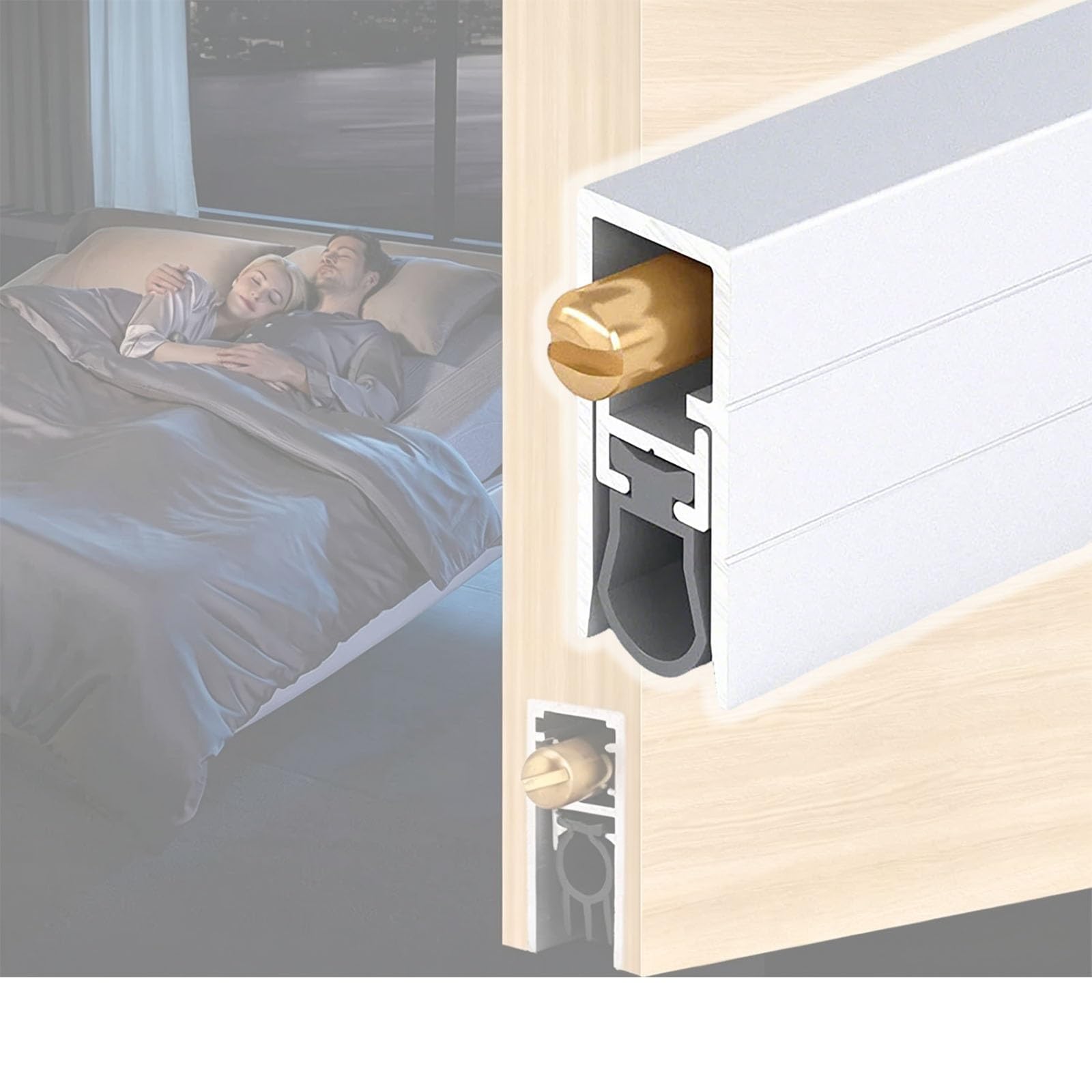 Self-Rising Door Draft Stopper with Silicone Weather Strip